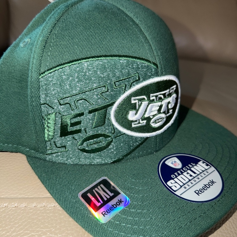New NFL Reebok Football NY Jets Baseball Cap Green Fitted Sideline Headwear L/XL - Picture 2 of 16